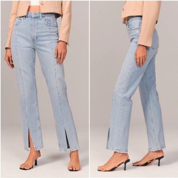 Abercrombie The 90s Straight Ultra High Rise split ankle 23 000R curve love - Picture 1 of 8